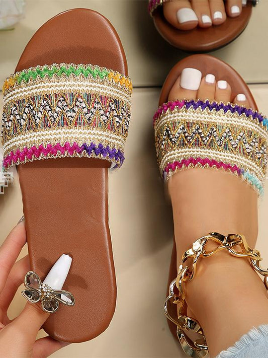 Ethnic style embroidered flat sandals